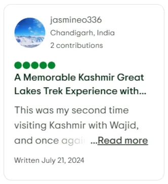Parent company Kashmir Treks Tripadvisor review by jasmine