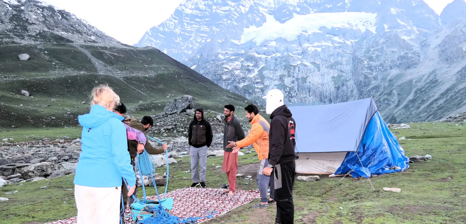 Mehraj Mir overseeing Rock-climbing training of equipment at Gangabal Lake - Kashmir-Indai